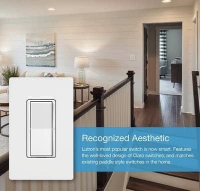 Lutron Caseta Smart Switch DVRF-5NS-LA Light Almond Diva Smart Switch 5A - Thumbnail 3