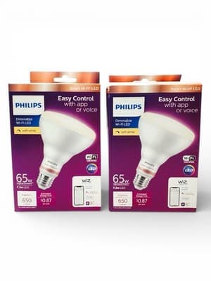Philips Smart LED 65W Dimmable Wi-Fi Wiz Wireless Soft White Voice Control 2 Pk - Image 1