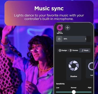 Roku Smart LED Light Strip 16.4 ft Multicolor App Control Wi-Fi Music Sync - Thumbnail 9