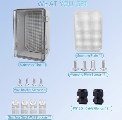 IP67 Waterproof Junction Box ABS Plastic Electrical Enclosure 11.5x7.5x5.1 Gray - Thumbnail 6