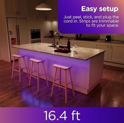 Roku Smart LED Light Strip 16.4 ft Multicolor App Control Wi-Fi Music Sync - Thumbnail 5