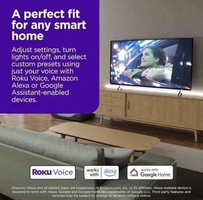Roku Smart LED Light Strip 16.4 ft Multicolor App Control Wi-Fi Music Sync - Thumbnail 4