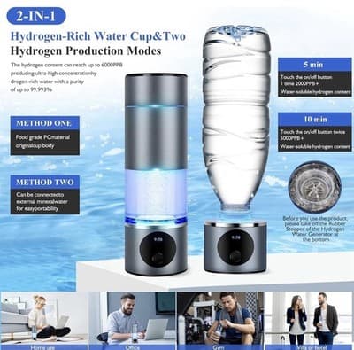 Portable Hydrogen Water Bottle 5PPM PEM SPE Technology Charging Port SANKEDOU - Thumbnail 13