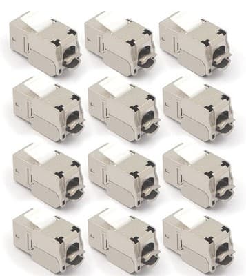 VCE 12-Pack Cat6A Shielded Keystone Jack 10Gbps Toolless RJ45 Modular PoE S/FTP - Image 1