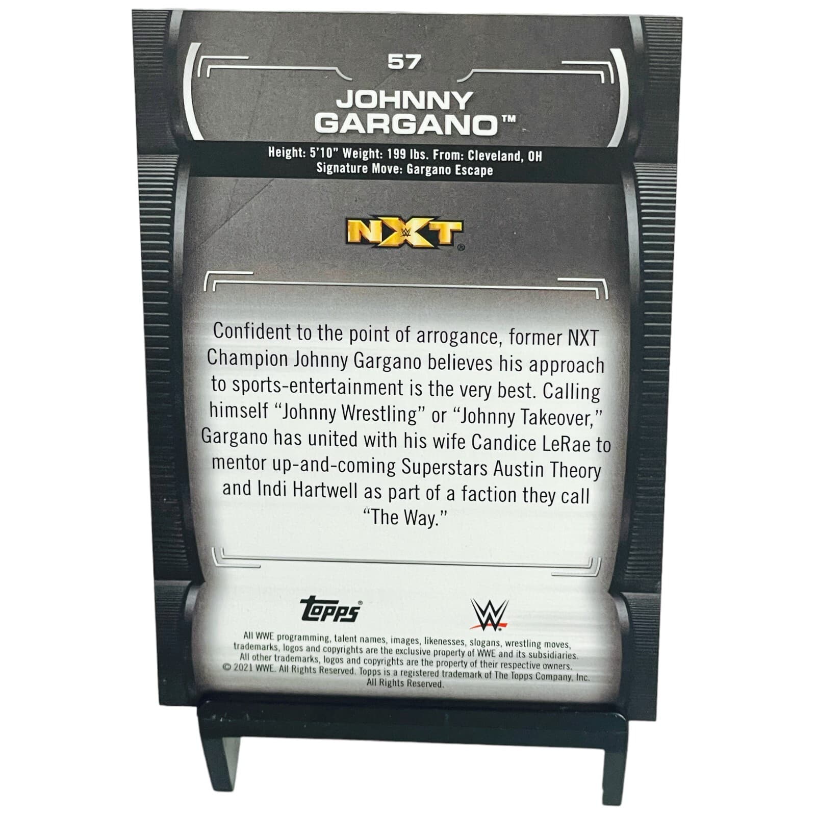 2021 Topps Undisputed WWE Johnny Gargano #57 Base Wrestling Card 55pt NXT - Thumbnail 4