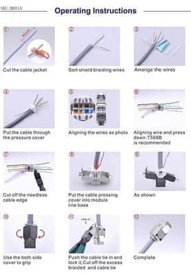 VCE 12-Pack Cat6A Shielded Keystone Jack 10Gbps Toolless RJ45 Modular PoE S/FTP - Thumbnail 7