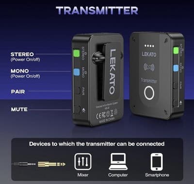 LEKATO Wireless in Ear Monitor System MS-02, Upgraded 2.4G Stereo IEM System Low - Thumbnail 8