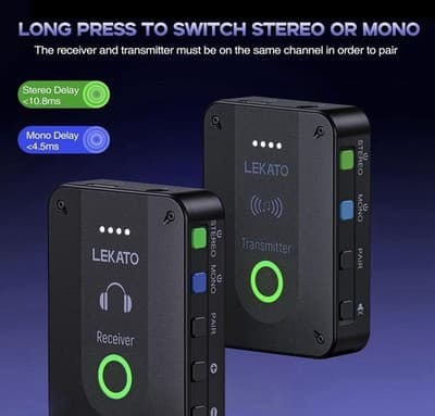LEKATO Wireless in Ear Monitor System MS-02, Upgraded 2.4G Stereo IEM System Low - Thumbnail 3