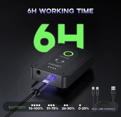 LEKATO Wireless in Ear Monitor System MS-02, Upgraded 2.4G Stereo IEM System Low - Thumbnail 2