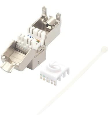 VCE 12-Pack Cat6A Shielded Keystone Jack 10Gbps Toolless RJ45 Modular PoE S/FTP - Thumbnail 2