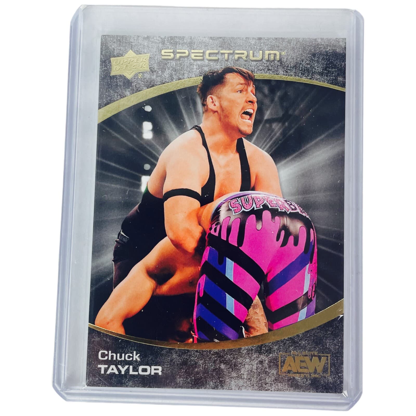 2021 Upper Deck AEW Spectrum CHUCK TAYLOR Dark Parallel #/99 Wrestling Card #21 - Thumbnail 5