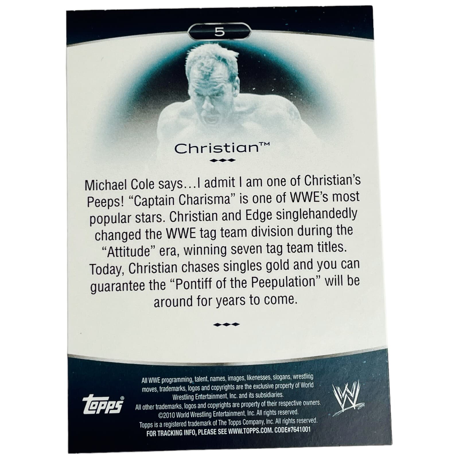 2010 Topps Platinum WWE Christian #5 Premium Base Wrestling Card WWF AEW - Thumbnail 2