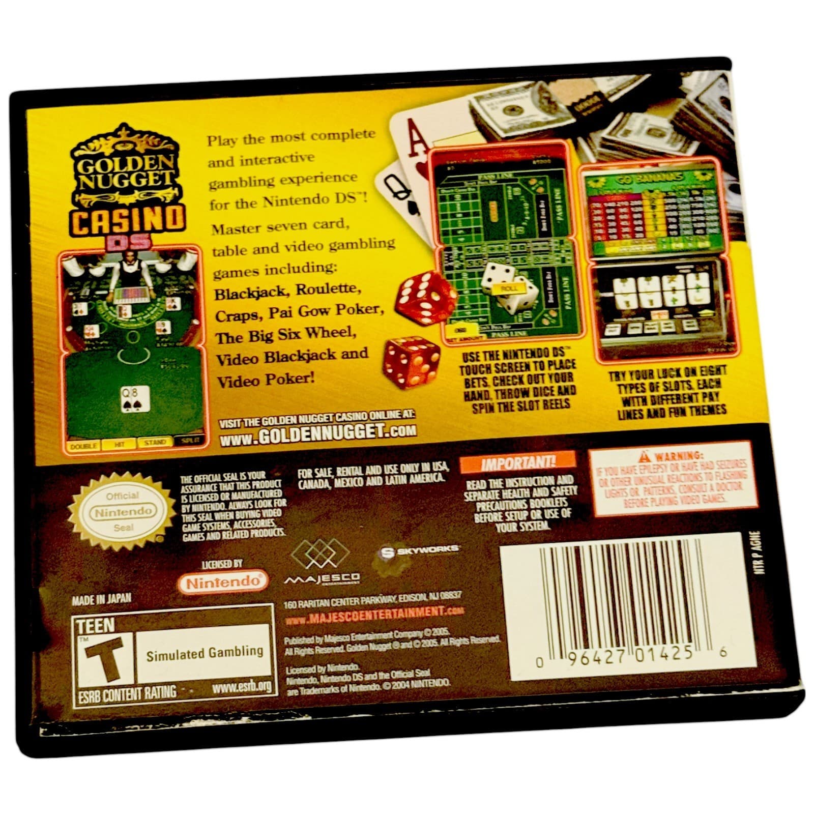 Golden Nugget Casino DS Nintendo DS 2005 Complete CIB Manual Insert Tested Works - Thumbnail 3