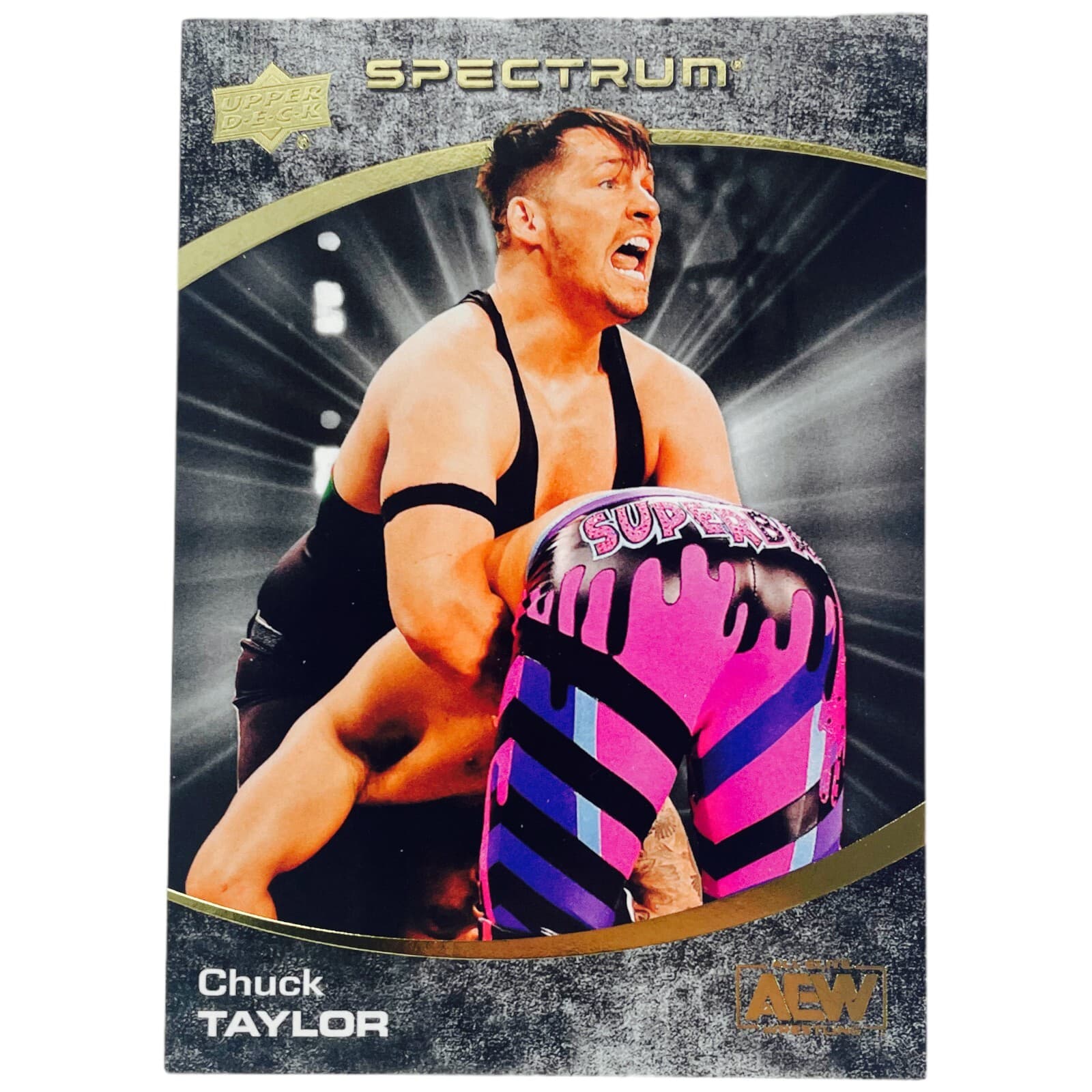 2021 Upper Deck AEW Spectrum CHUCK TAYLOR Dark Parallel #/99 Wrestling Card #21 - Thumbnail 3