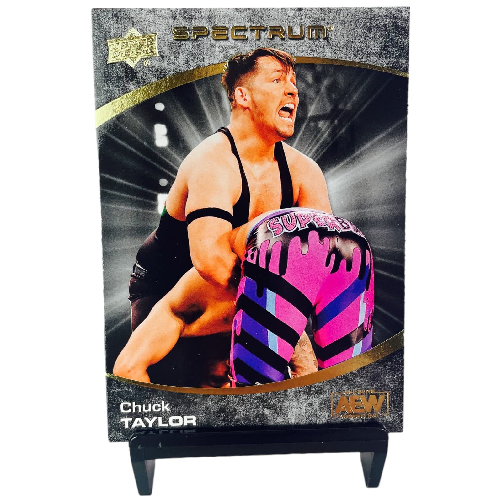 2021 Upper Deck AEW Spectrum CHUCK TAYLOR Dark Parallel #/99 Wrestling Card #21 - Image 1