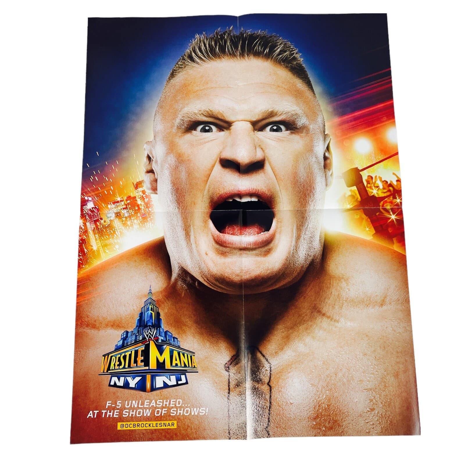 WWE Steve Austin Brock Lesnar Double Side Poster Wrestling Magazine WrestleMania - Thumbnail 8