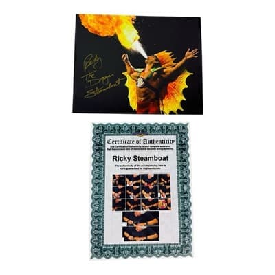 Ricky The Dragon Steamboat Signed Glossy 8x10 Photo COA Wrestling WWE - Thumbnail 2