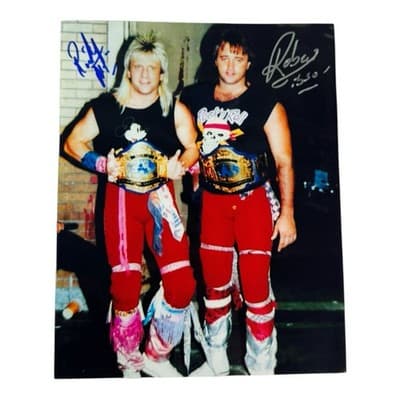 Rock N Roll Express Morton Gibson Dual Signed WWE Wrestling 8x10 Photo NWA WCW - Image 1