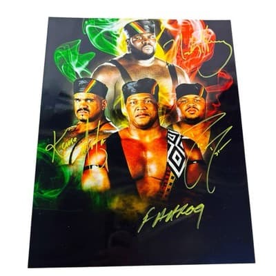 Nation Of Domination Signed Glossy Photo WWE Wrestling 11x14 Faarooq Kama Henry - Image 1