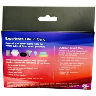 GE Cync Outdoor Smart Plug Works with Alexa and Google Matter Compatible - Thumbnail 3