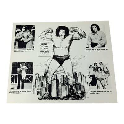 Andre The Giant Vintage 8x10 Black White Photo Print Wrestling WWF WWE - Image 1