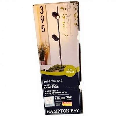 Hampton Bay Dual Spot Light Pole Low Voltage LED Landscape Light Black Finish - Thumbnail 2