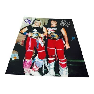Rock N Roll Express Morton Gibson Dual Signed WWE Wrestling 8x10 Photo NWA WCW - Thumbnail 2