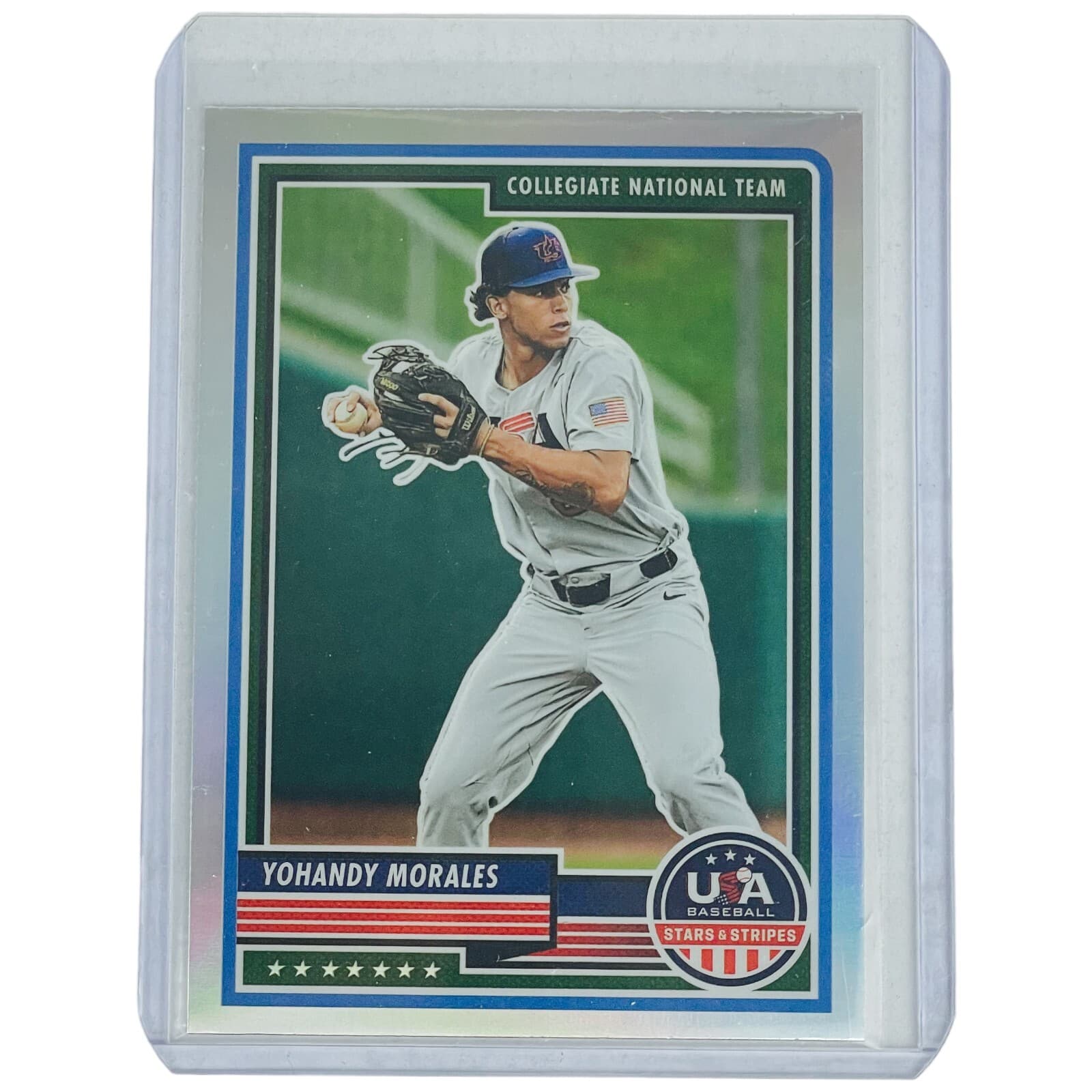 2023 Panini USA Baseball Yohandy Morales Silver Prizm Collegiate National #77 - Thumbnail 5