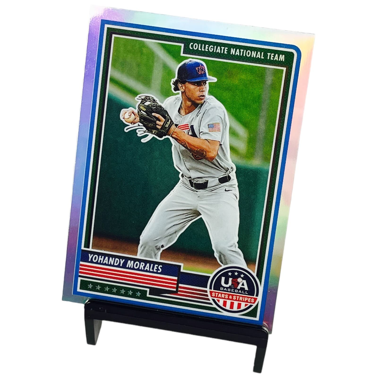 2023 Panini USA Baseball Yohandy Morales Silver Prizm Collegiate National #77 - Thumbnail 3