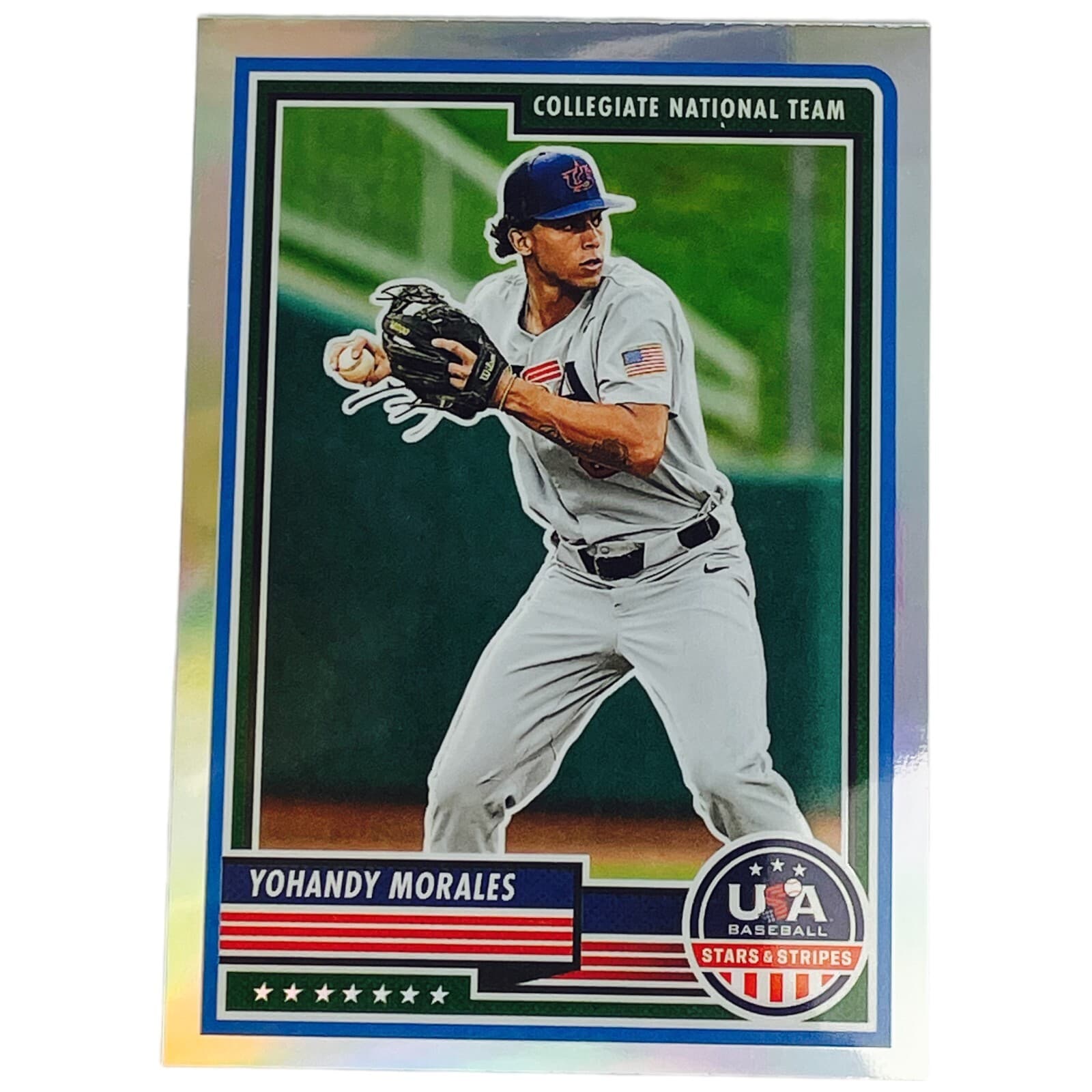 2023 Panini USA Baseball Yohandy Morales Silver Prizm Collegiate National #77 - Thumbnail 6