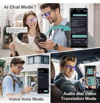EarlySincere AI Smart Glasses 164 Languages Bluetooth 6.0 Blue Light Block W100 - Thumbnail 2
