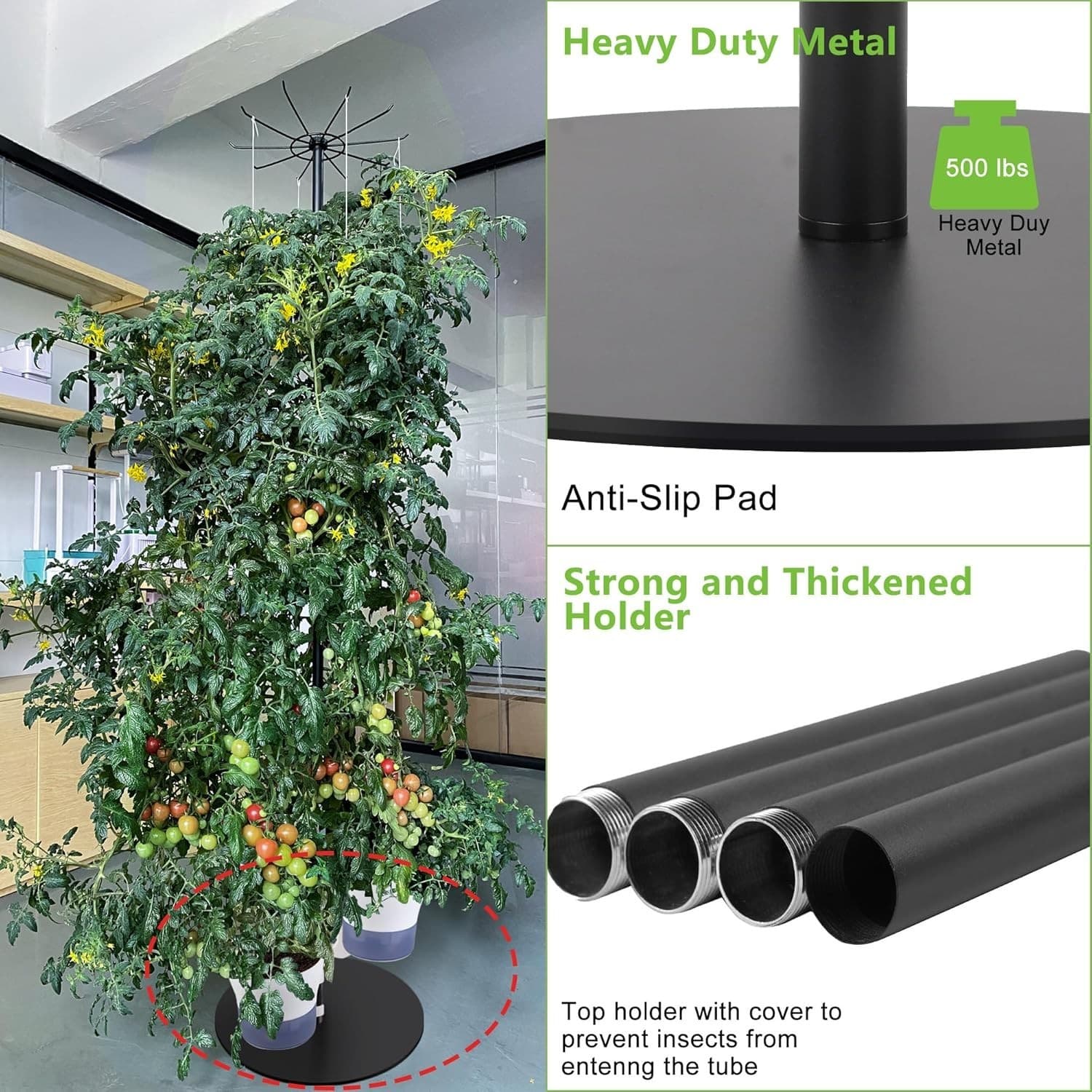 Tall Metal Hydroponics Plant Stand Outdoor Indoor 72" Self Watering Adjustable - Thumbnail 3
