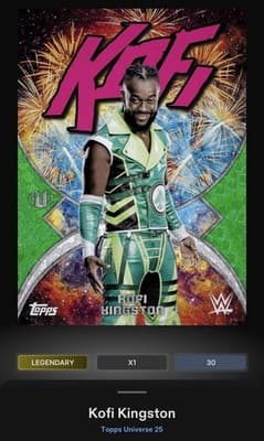 Topps Slam WWE Universe 26 Kofi Kingston Legendary Green Namesakes #/99 DIGITAL - Thumbnail 3