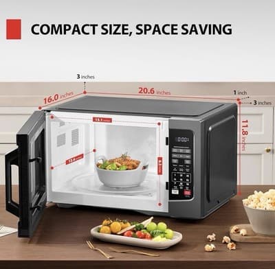 Toshiba EM131A5C-BS 1.2 Cu. Ft. 1100W Microwave Oven Black Stainless Steel - Thumbnail 3