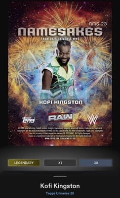 Topps Slam WWE Universe 26 Kofi Kingston Legendary Green Namesakes #/99 DIGITAL - Thumbnail 4
