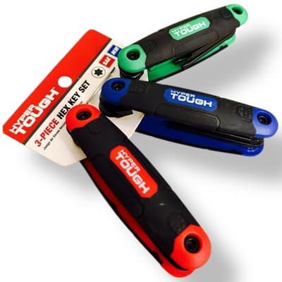 3-Piece HYPER TOUGH Folding Hex Key Set SAE Metric And Star 1272V - Image 1