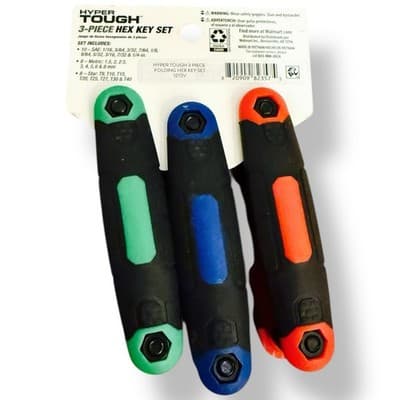 3-Piece HYPER TOUGH Folding Hex Key Set SAE Metric And Star 1272V - Thumbnail 2