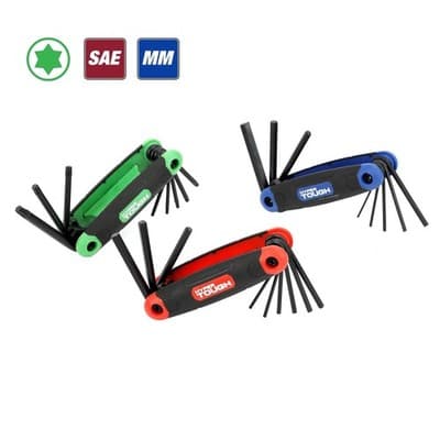 3-Piece HYPER TOUGH Folding Hex Key Set SAE Metric And Star 1272V - Thumbnail 4