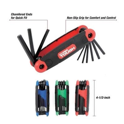 3-Piece HYPER TOUGH Folding Hex Key Set SAE Metric And Star 1272V - Thumbnail 5