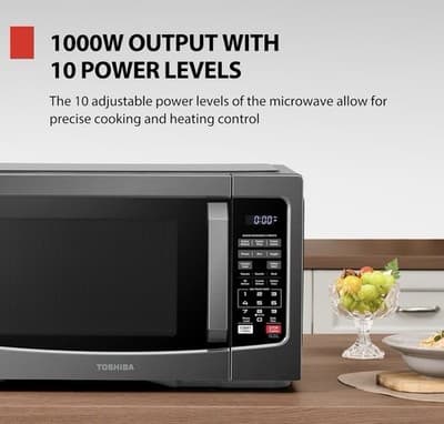 Toshiba EM131A5C-BS 1.2 Cu. Ft. 1100W Microwave Oven Black Stainless Steel - Thumbnail 7