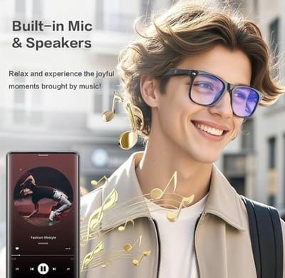 EarlySincere AI Smart Glasses 164 Languages Bluetooth 6.0 Blue Light Block W100 - Thumbnail 7