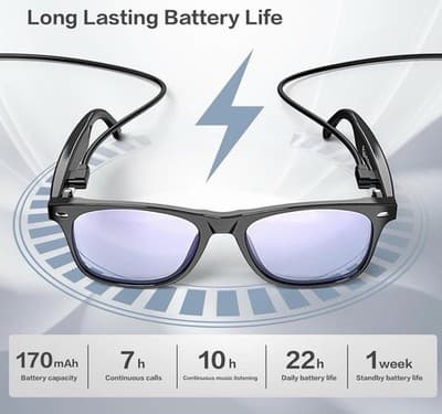 EarlySincere AI Smart Glasses 164 Languages Bluetooth 6.0 Blue Light Block W100 - Thumbnail 6