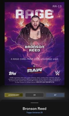 Topps Slam WWE Universe 26 Legendary Bronson Reed Gold Stone Rage 75cc DIGITAL - Thumbnail 4