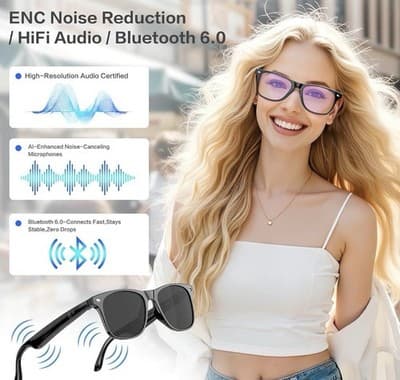 EarlySincere AI Smart Glasses 164 Languages Bluetooth 6.0 Blue Light Block W100 - Thumbnail 5