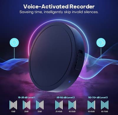 Magnetic Voice Activated Spy Recorder 128Gb 70 Hr Battery Auto Noise Reduction - Thumbnail 4