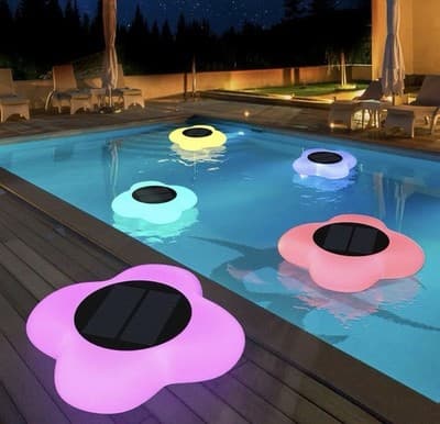 Floating Pool Flower Light Solar Powered Waterproof LED With Remote - Image 1