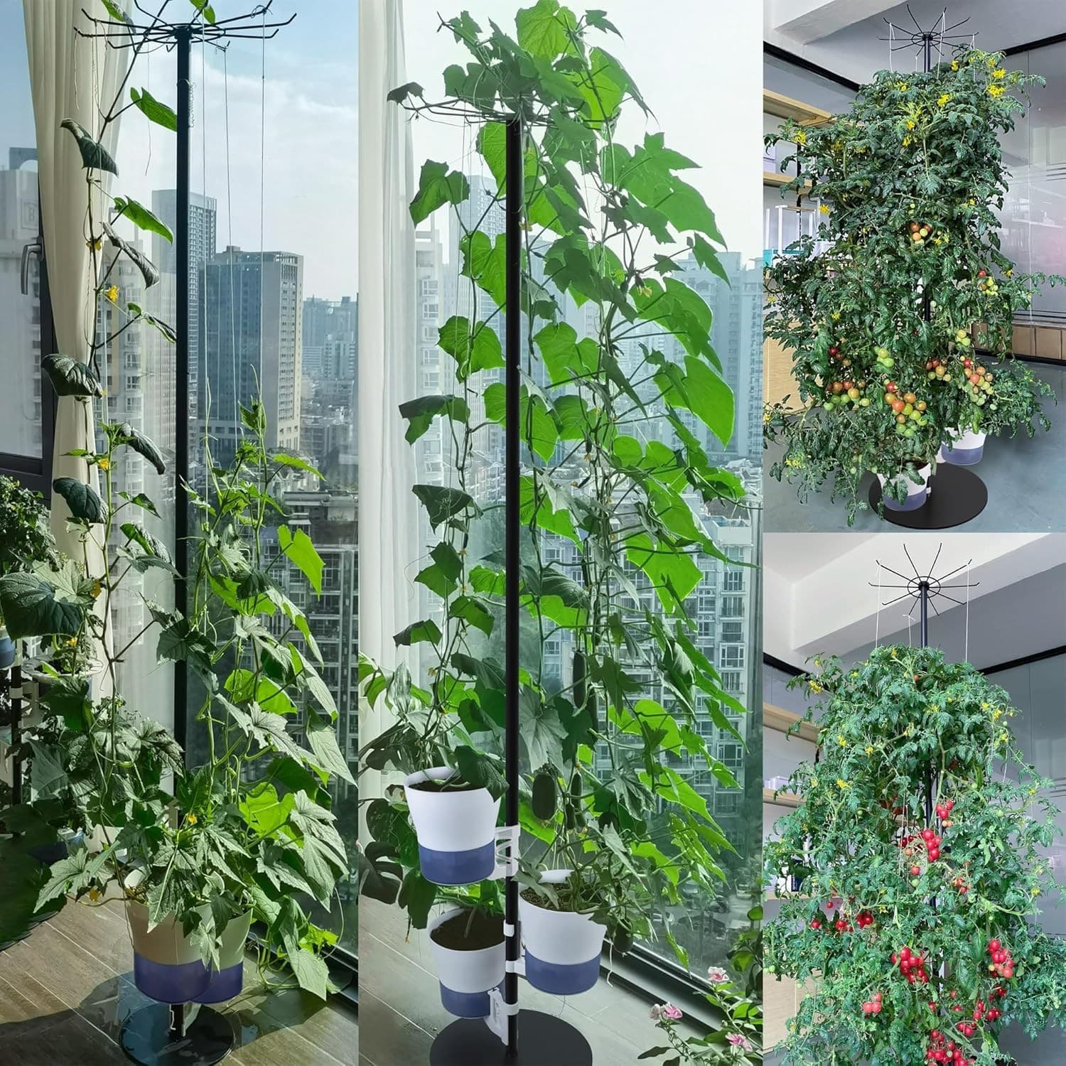 Tall Metal Hydroponics Plant Stand Outdoor Indoor 72" Self Watering Adjustable - Thumbnail 7