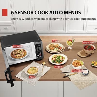 Toshiba EM131A5C-BS 1.2 Cu. Ft. 1100W Microwave Oven Black Stainless Steel - Thumbnail 6
