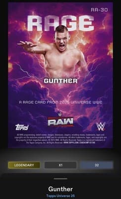 Topps Slam WWE Universe 26 Gunther Legendary Green Electric Rage #/99 DIGITAL - Thumbnail 4