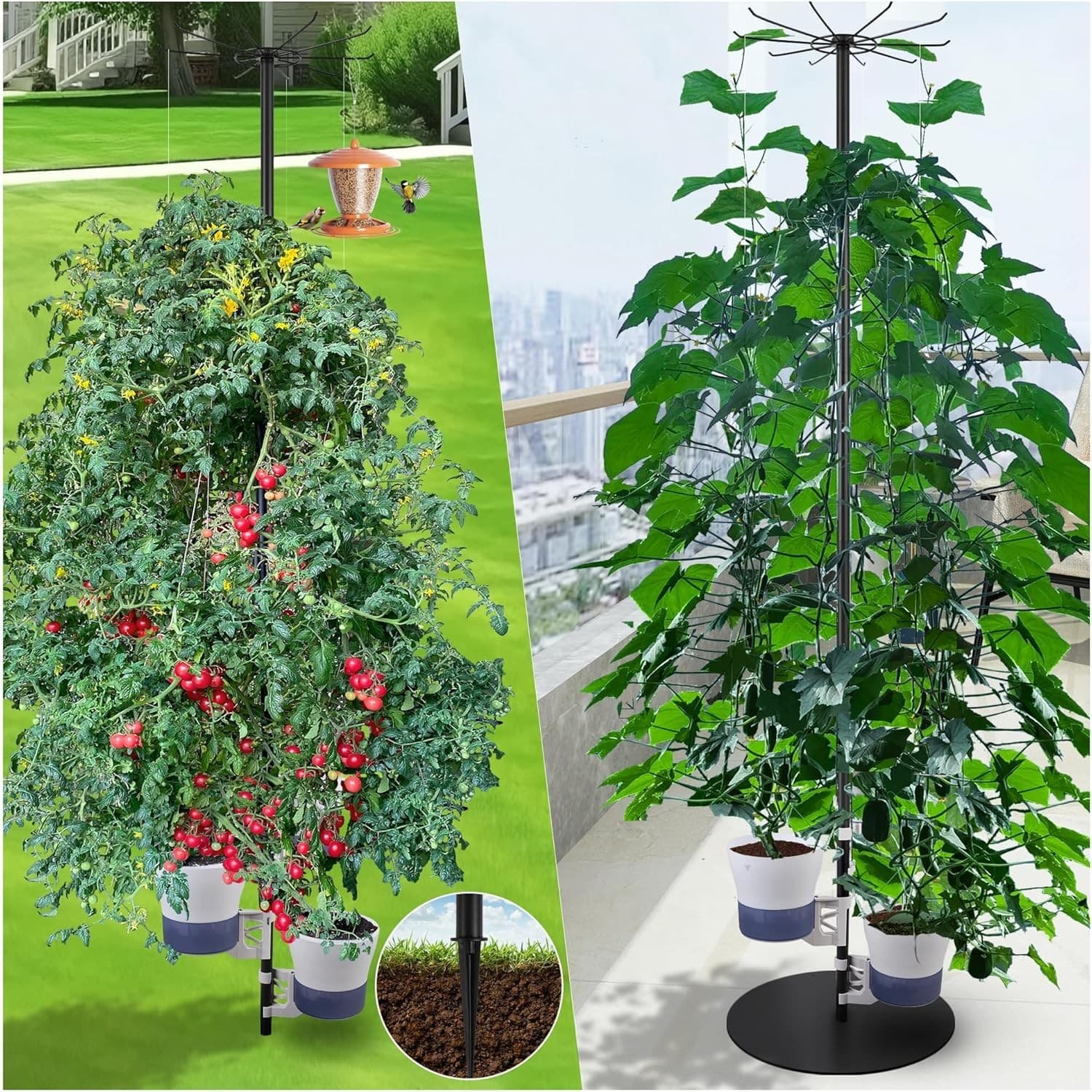 Tall Metal Hydroponics Plant Stand Outdoor Indoor 72" Self Watering Adjustable - Thumbnail 8